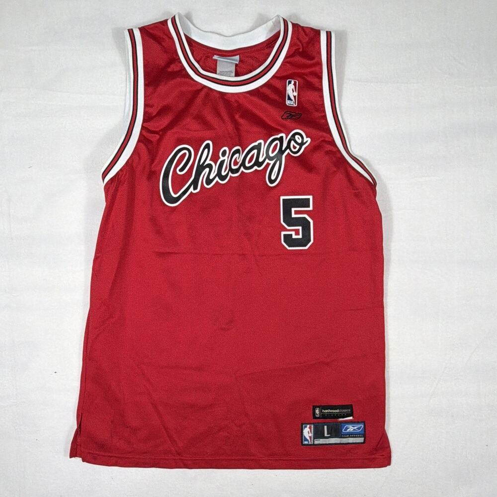 Jalen Rose Chicago Bulls #5 Reebok Hardwood Classics Vintage Jersey Men’s L NBA